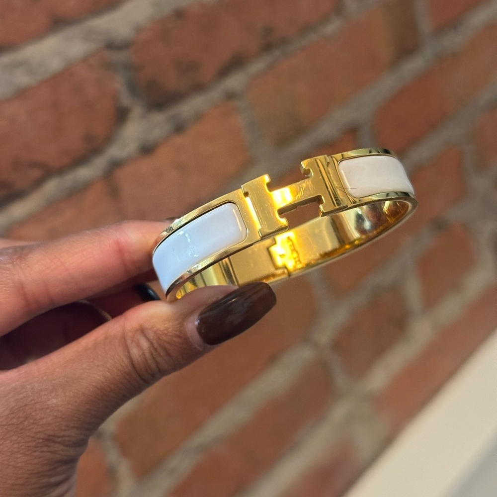Authentic Vintage Hermes Clic H White Bracelet